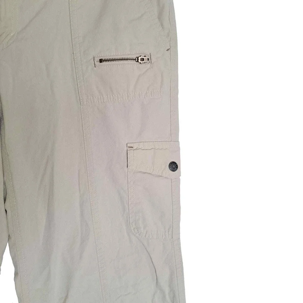 Eddie Bauer Cargo Pants Womens 10P Beige Khaki Ripstop Utility Mid Rise Casual
